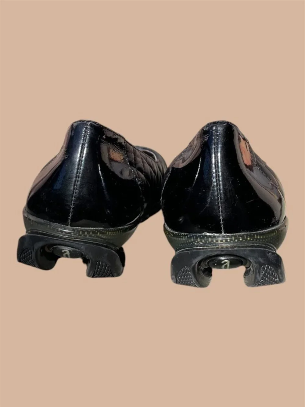 ASGI Quilted Cap Toe Black Leather Comfort Flats